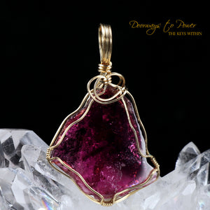 Pink Tourmaline Crystal Pendant 14k