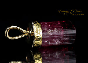 Pink Tourmaline Light Language Pendant 22k
