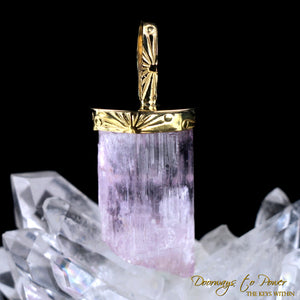 Pink Kunzite Light Language Crystal Pendant 22k