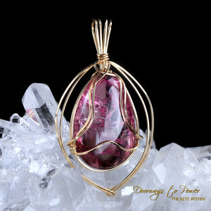 Pink Tourmaline Crystal Pendant 14k