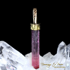 Pink Tourmaline Light Language Pendant 22k