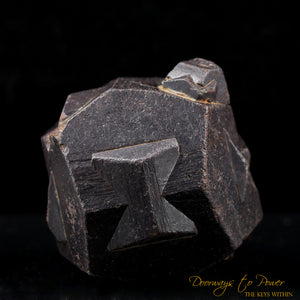 Pyrite Iron-Cross Twin Crystal Coated with Goethite
