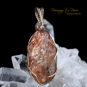 Rainbow Lattice Sunstone Crystal Pendant 14k