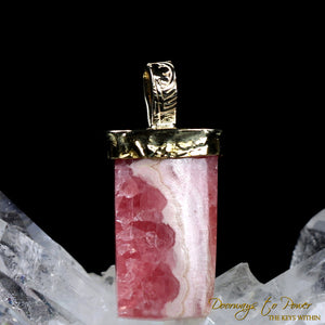 Rhodochrosite Light Language Crystal Pendant 22k