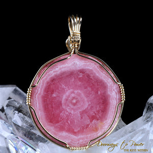 Rhodochrosite Crystal Pendant 14k