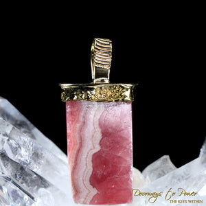 Rhodochrosite Light Language Crystal Pendant 22k