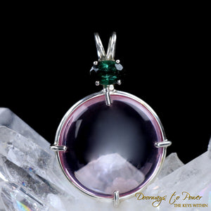 Ruby lavender Quartz Green Tourmaline Crystal Pendant SS