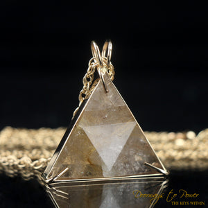 Rutilated Quartz Star of David Vogel Crystal Pendant 14k