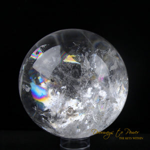 Satyaloka Azeztulite Quartz Crystal Sphere XL Rainbows 'Holy Silence'