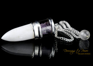 Scolecite & Amethyst Crystal Pendulum SS