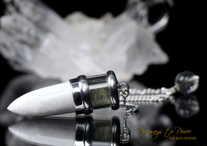 Scolecite & Moldavite Crystal Pendulum