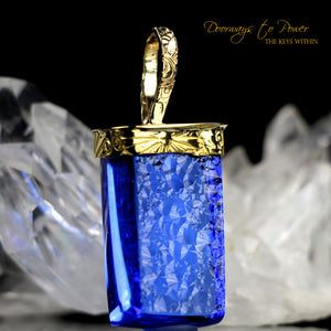 Siberian Blue Quartz Light Language Pendant 22k
