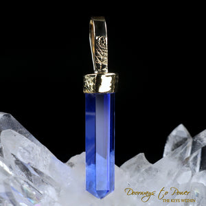 Siberian Blue Quartz Light Language Pendant 22k
