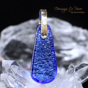 Siberian Blue Quartz Light Language Crystal Pendant 14k
