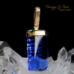 Siberian Blue Quartz Light Language Pendant 22k