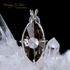 Smoky Quartz Infinite Eye of Horus Crystal Pendant