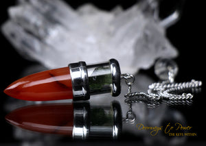 Sunstone & Moldavite Crystal Pendulum .925 SS