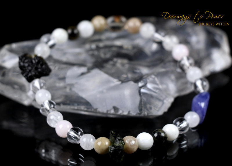 6mm Natural Crystal Healing Energy Bracelet - Purple Pyramid Gemstone Beaded Wrap (Adjustable)