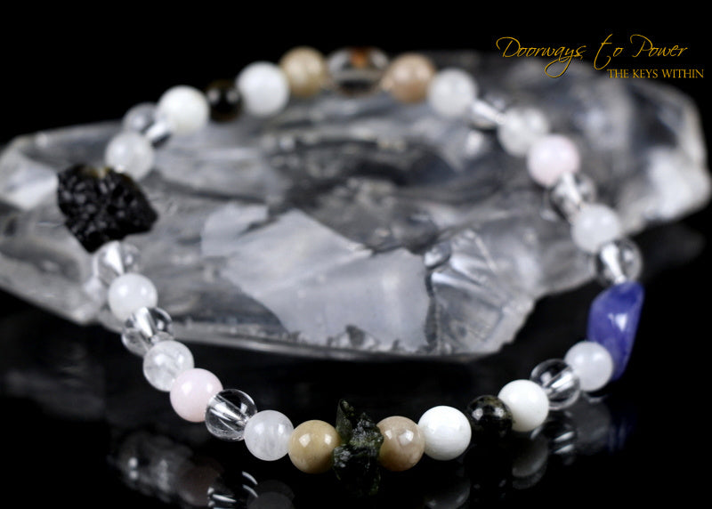 Synergy Twelve 12 Stones Crystal Bracelets - Phenakite Moldavite Natrolite Petalite Danburite Tektite Azeztulite Scolecite Herderite Tanzanite Brookite Satyaloka