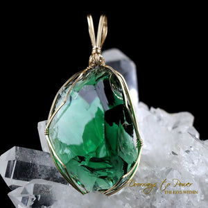 Thoth the Atlantean Emerald Green Andara Crystal Pendant 14k