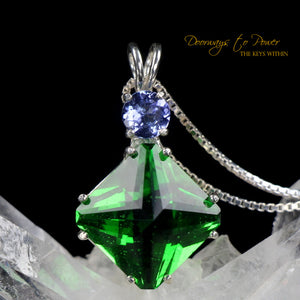Tibetan Green Obsidian Magician Stone Pendant with Tanzanite 'Thoth'