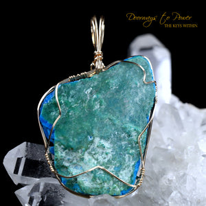 Turquoise Dragon Crystal Pendant 14k Gold