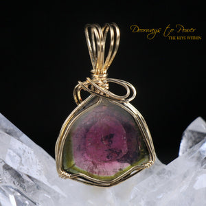 Watermelon Tourmaline Crystal Pendant 14k