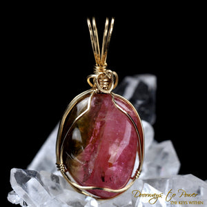Watermelon Tourmaline Crystal Pendant 14k
