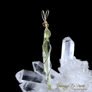 Brookite Manifestation Quartz Crystal Pendant 14k