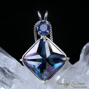 Aqua Aura & Blue Sapphire Magician Stone Pendant