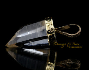 Lemurian Light Language Quartz Crystal Pendant 22k