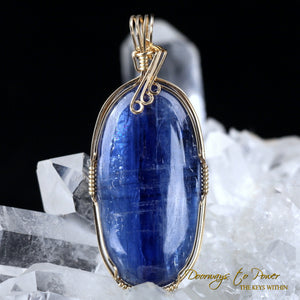Blue Kyanite Crystal Pendant 14k