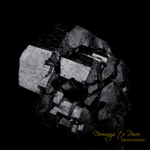 Black Tourmaline Etched Record Keeper Crystal Cannon 'Armor Grid' XL