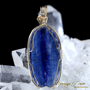 Blue Kyanite Crystal Pendant 14k