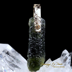 Moldavite Light Language Pendant 14k