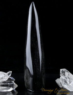 Black Silver Sheen Obsidian Crystal Altar Stone