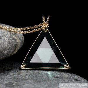 Green Obsidian Star of David Triangle Pendant