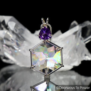 Angel Aura Amethyst Flower of Life Crystal Pendant