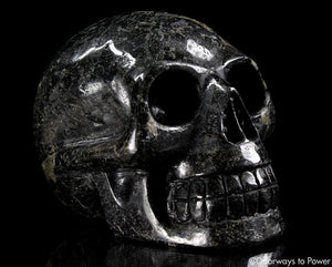 Ancient XL Nuummite Crystal Skull Rare 3 Billion Years Old