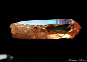 Imperial Gold Aura Lemurian Quartz Crystal Time Link