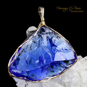 Elestial Starlight Sapphire Andara Pendant 14k Gold