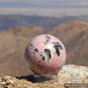 3" Rhodochrosite Quartz & Pyrite Crystal Gemstone Sphere