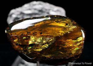 Sumatra Blue Amber Crystal Specimen with Rainbows