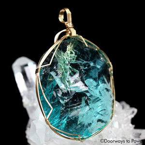 Cyan Angeles Andara Crystal Pendant 14k 'Celestial Messenger'