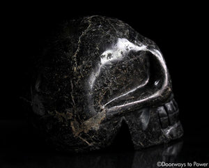Ancient XL Nuummite Crystal Skull Rare 3 Billion Years Old