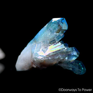 Aqua Aura Quartz Crystal Cluster Tantra Twin Record Keeper