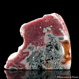 Rhodochrosite Crystal Altar Stone with Druzy Crystals A+++