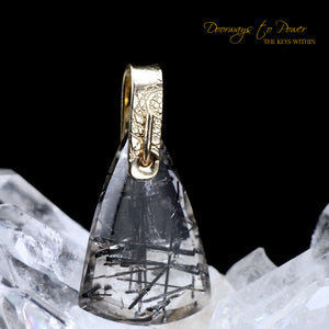Tourmalinated Quartz Light Language Crystal Pendant in 14k