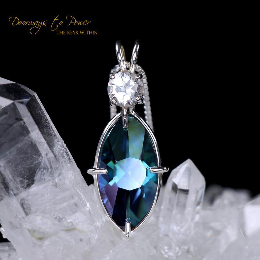 Aqua Aura Infinite Eye Phenacite Pendant Eye of Horus