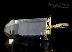 Golden Lemurian Light Language Crystal Pendant 22k